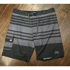 Beautiful Giant Mens Ergo Flex Boardshorts 34 Black Gray (8046)